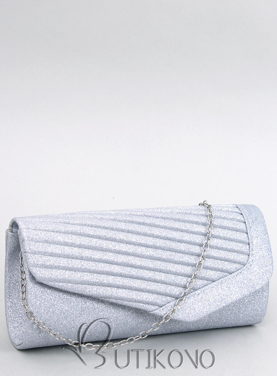 Stříbrná lesklá formální kabelka