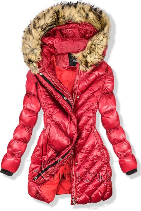Červená zimní lesklá bunda