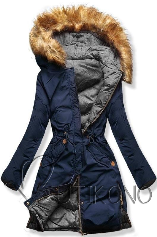 Modro/šedá oboustranná zimní bunda