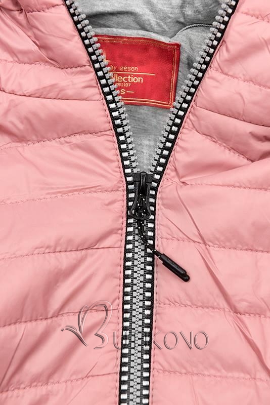 Růžovo-šedá prošívaná bunda