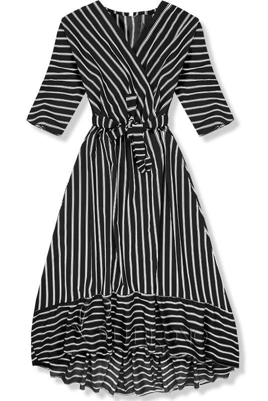 Černo-bílé pruhované maxi šaty II.