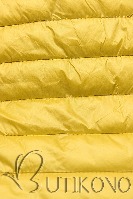 Žlutá prošívaná bunda s barevnou podšívkou
