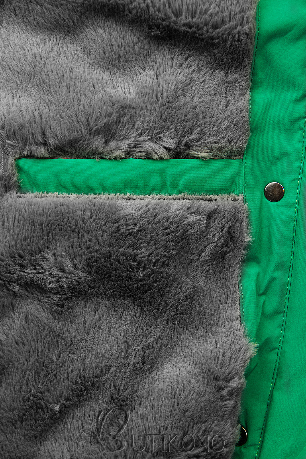 Zelená prošívaná zimní bunda s plyšem