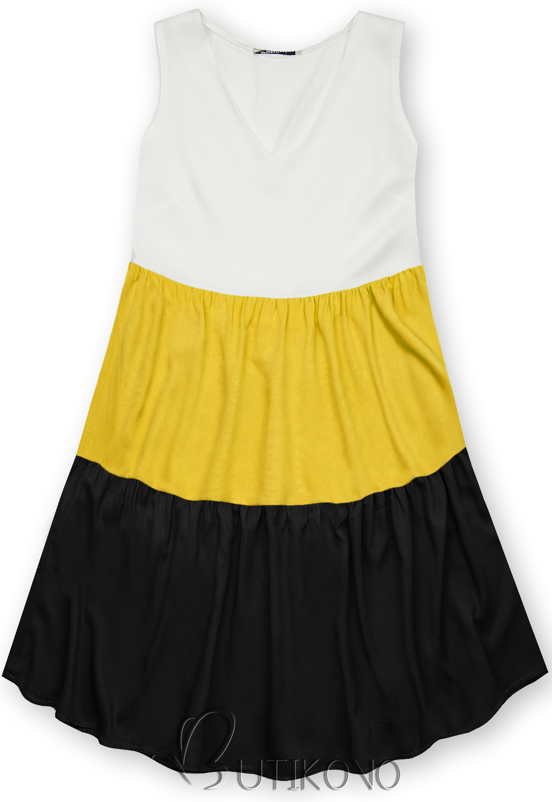 Letní šaty z viskózy bílá/žlutá/černá
