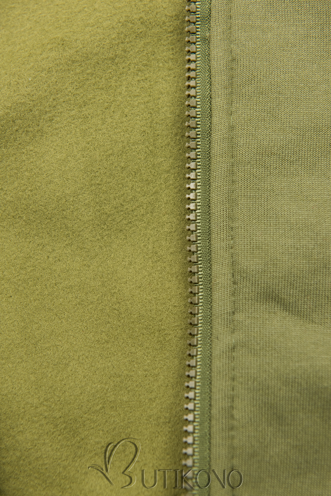 Khaki prodloužená mikina s barevnou podšívkou