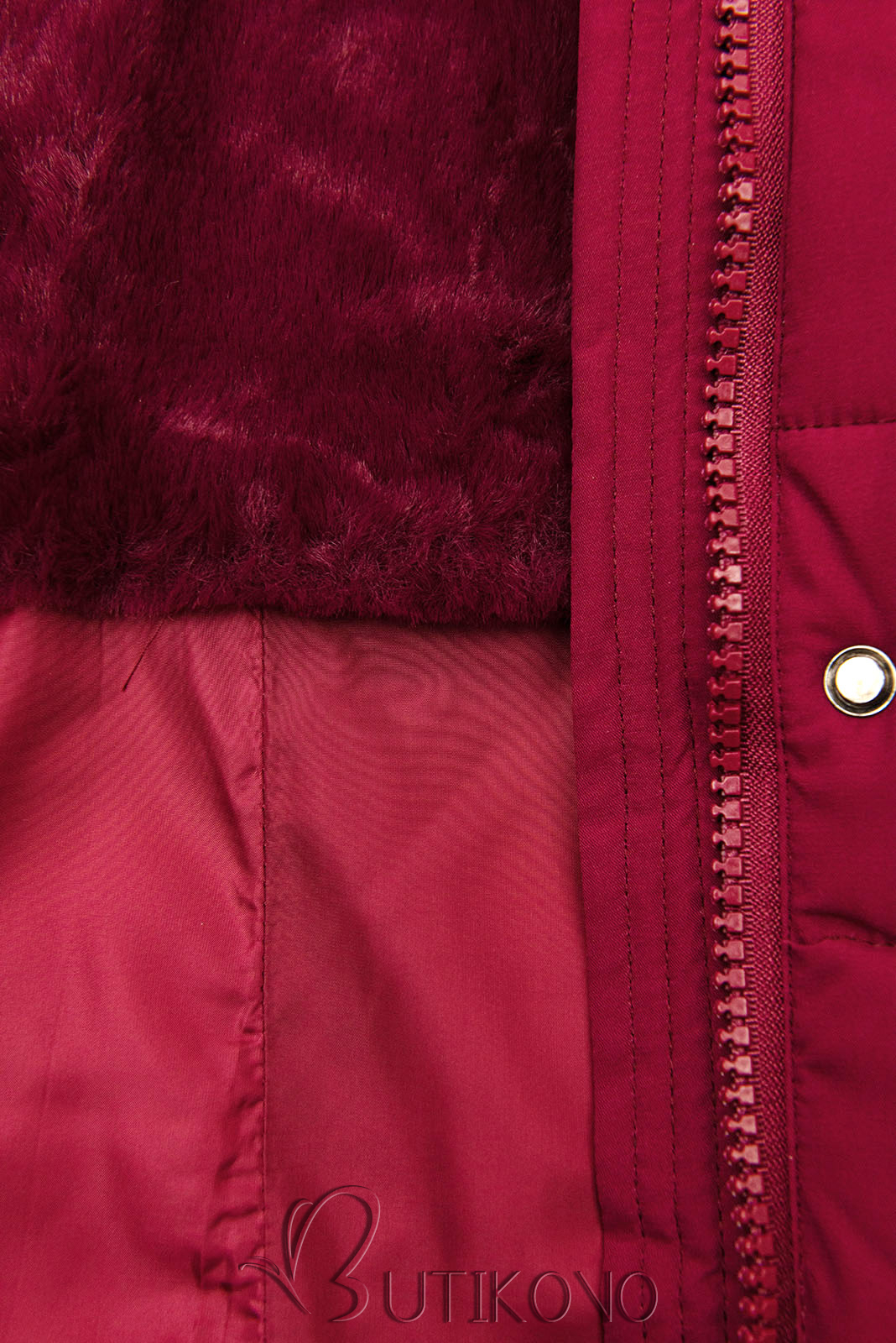 Teplá prošívaná bunda v burgundy barvě