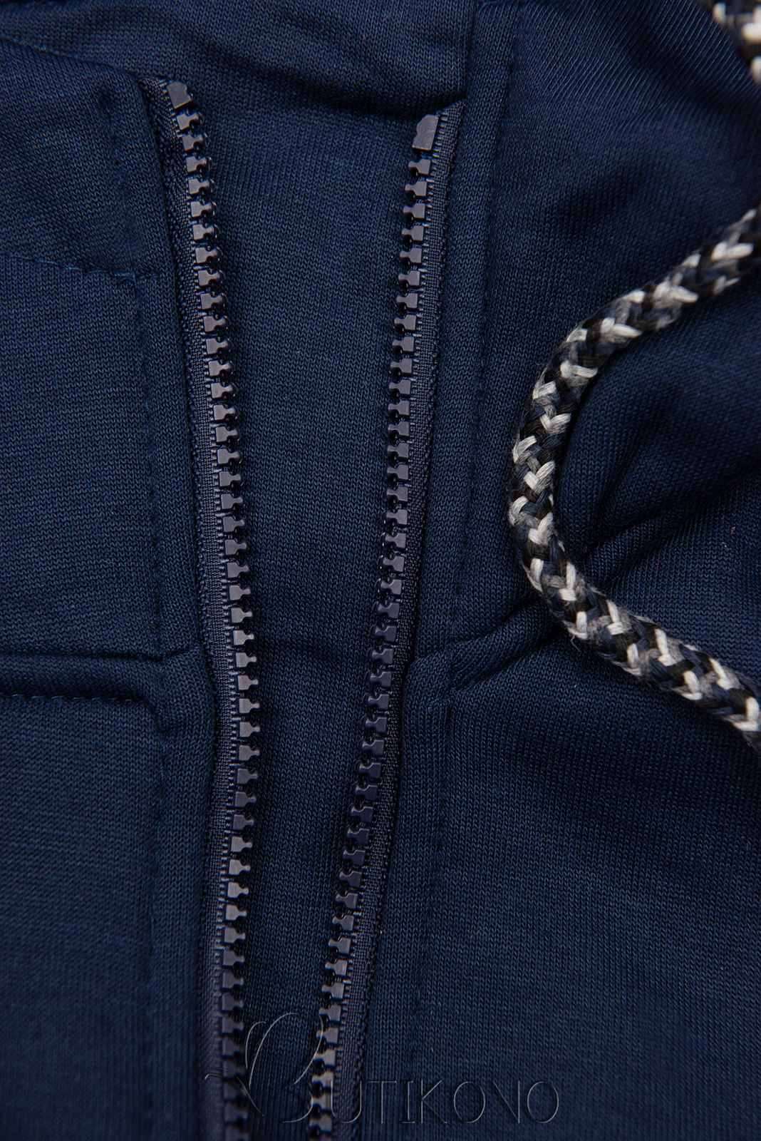 Tmavě modrá prodloužená mikina na zip