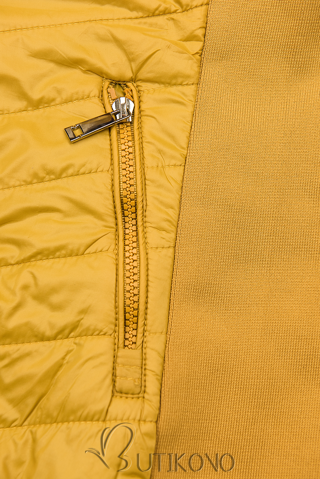 Žlutá oboustranná bunda s květinovým futrem