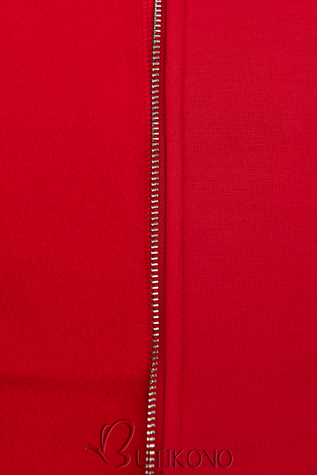 Červená mikina na zip s kapucí