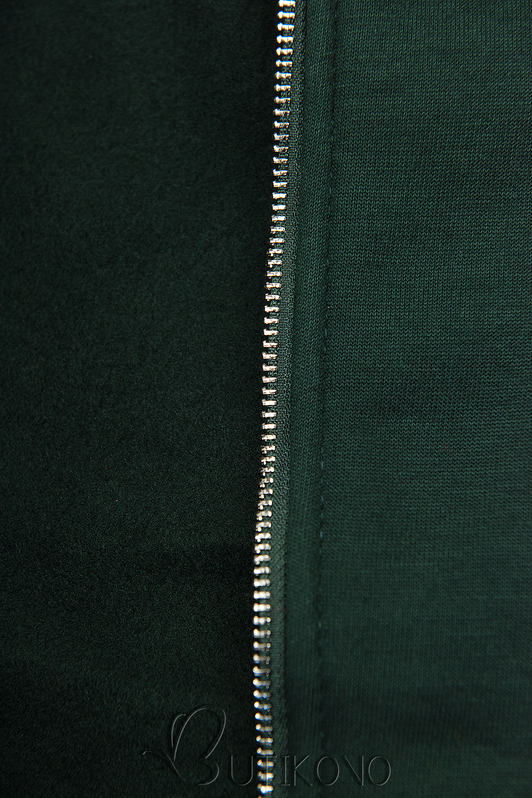 Smaragdově zelená mikina na zip s kapucí