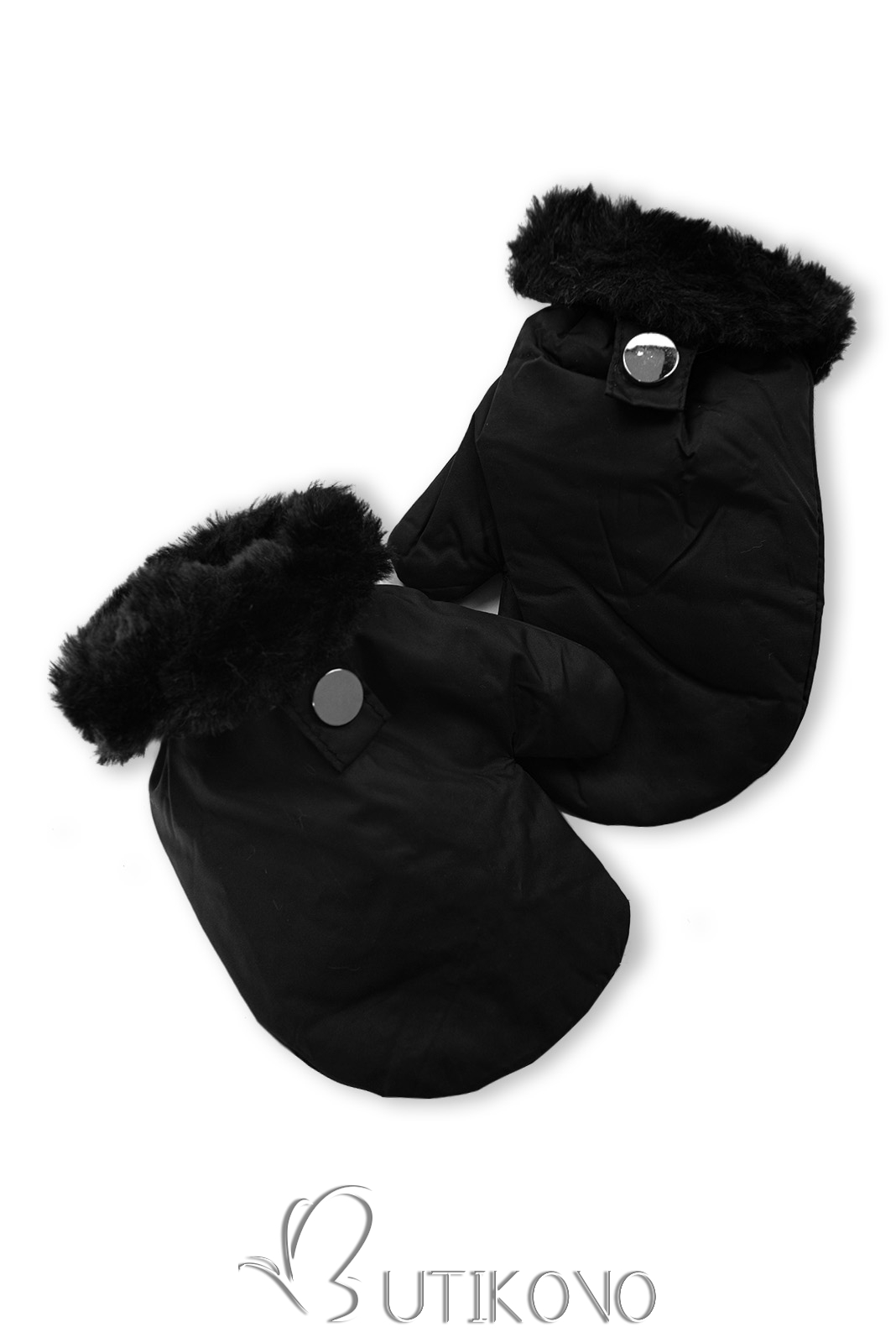 Černá zimní bunda s rukavicemi