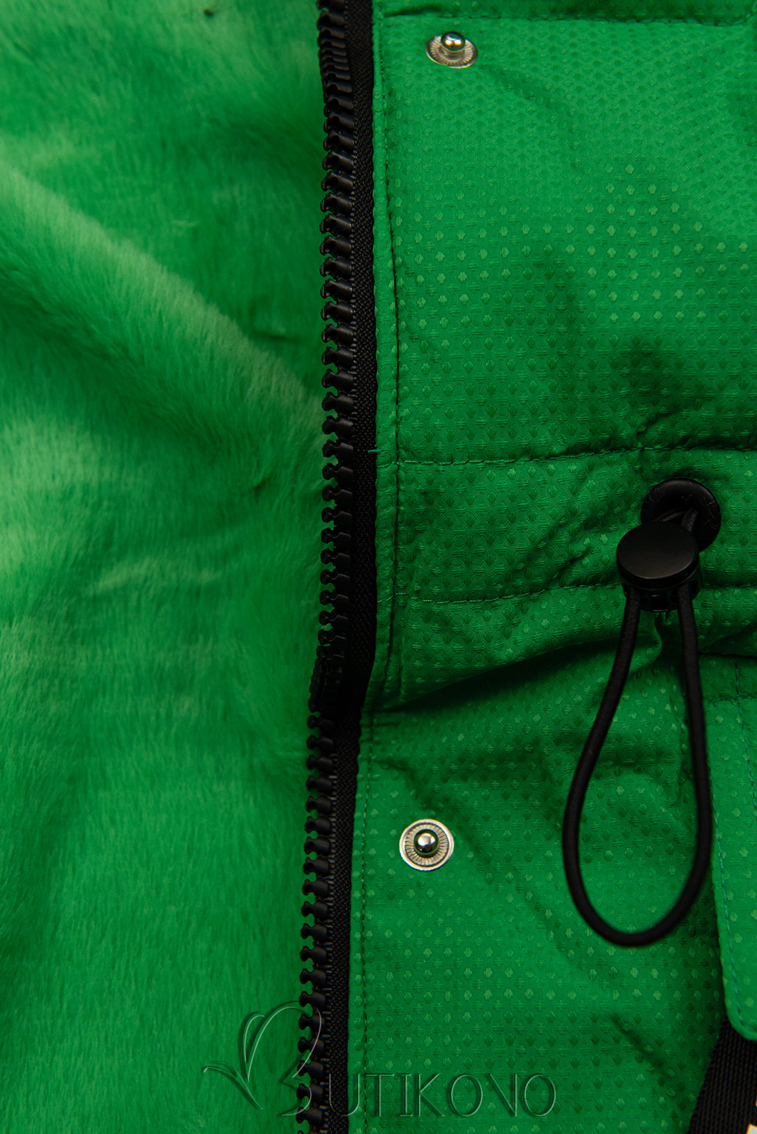 Zelená dětská bunda se stahováním v pase