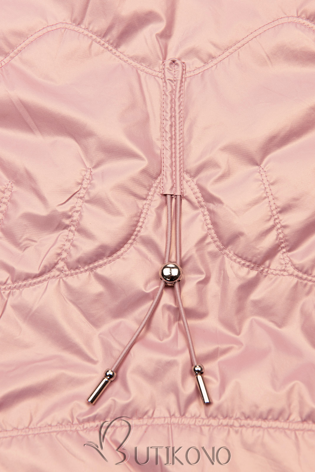 Perleťově růžová přechodná bunda s kapucí