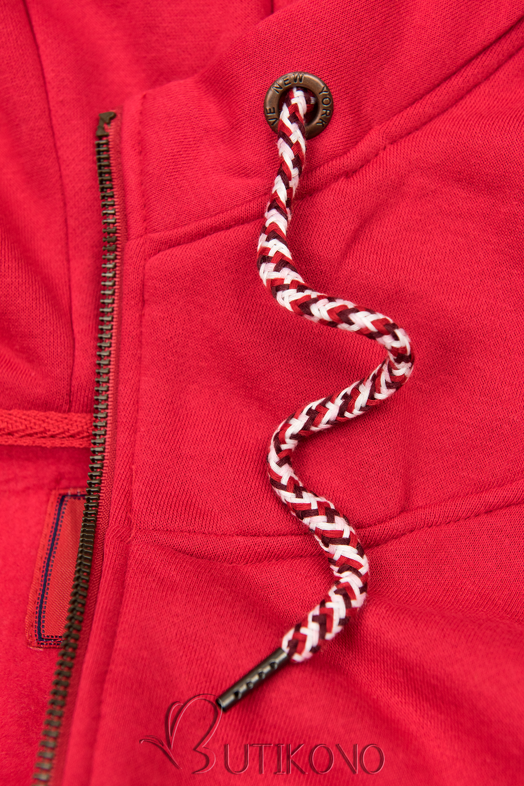 Červená prodloužená mikina na zip