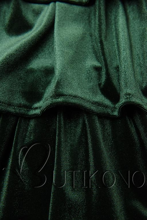 Zelené sametové šaty s volány