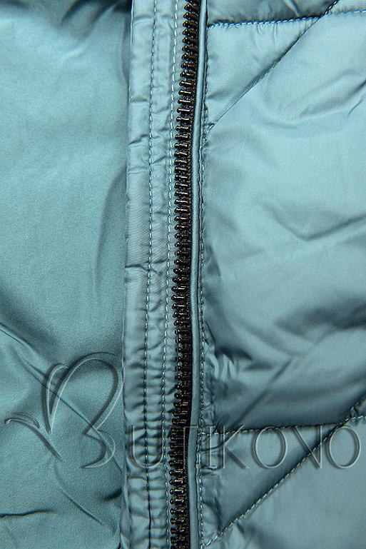 Tyrkysově zelená prošívaná bunda na podzim/zimu