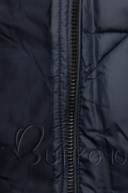 Tmavě modrá prošívaná bunda na podzim/zimu