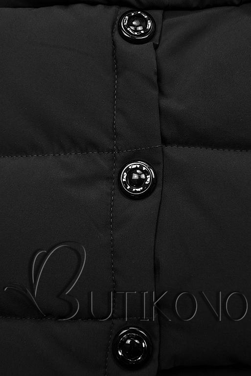 Černá prošívaná bunda na zimu