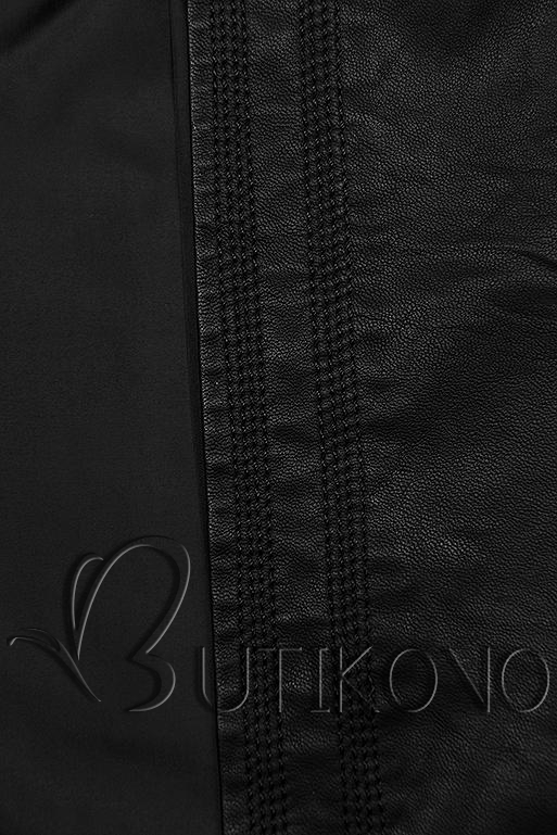 Černá koženková bunda s vysokým límcem