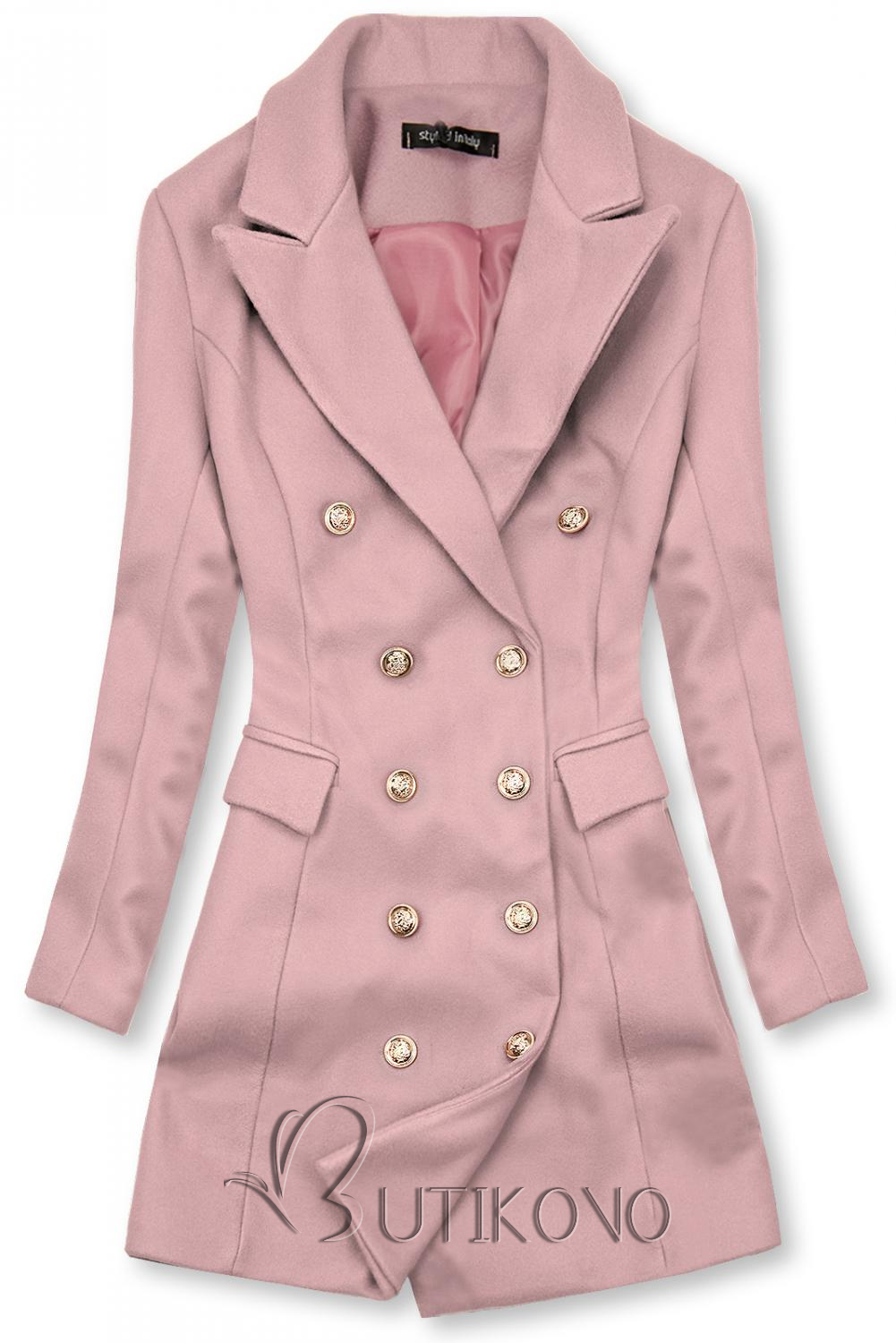 Elegantní podzimní kabát růžový