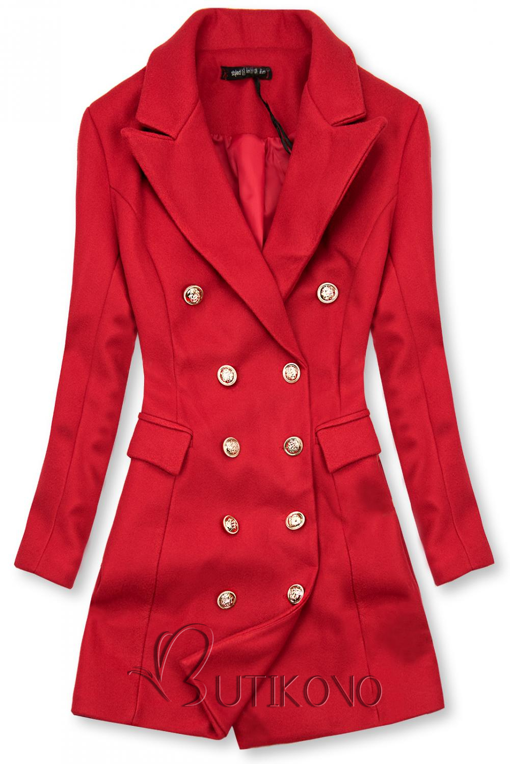 Elegantní podzimní kabát červený