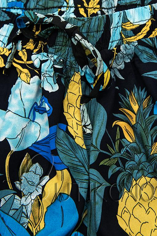 Květinové šortky s krajkou modré