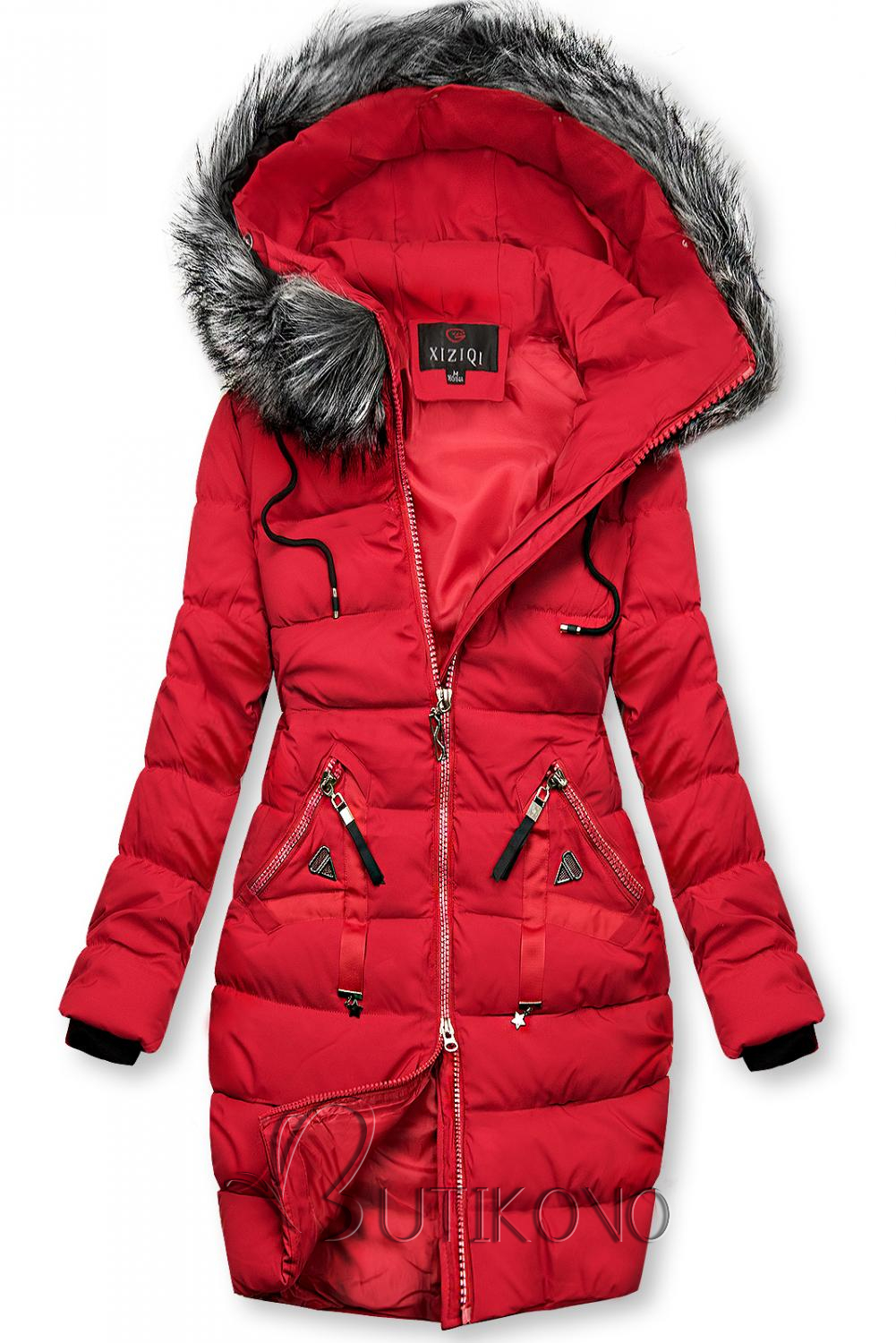 Zimní prošívaná bunda červená