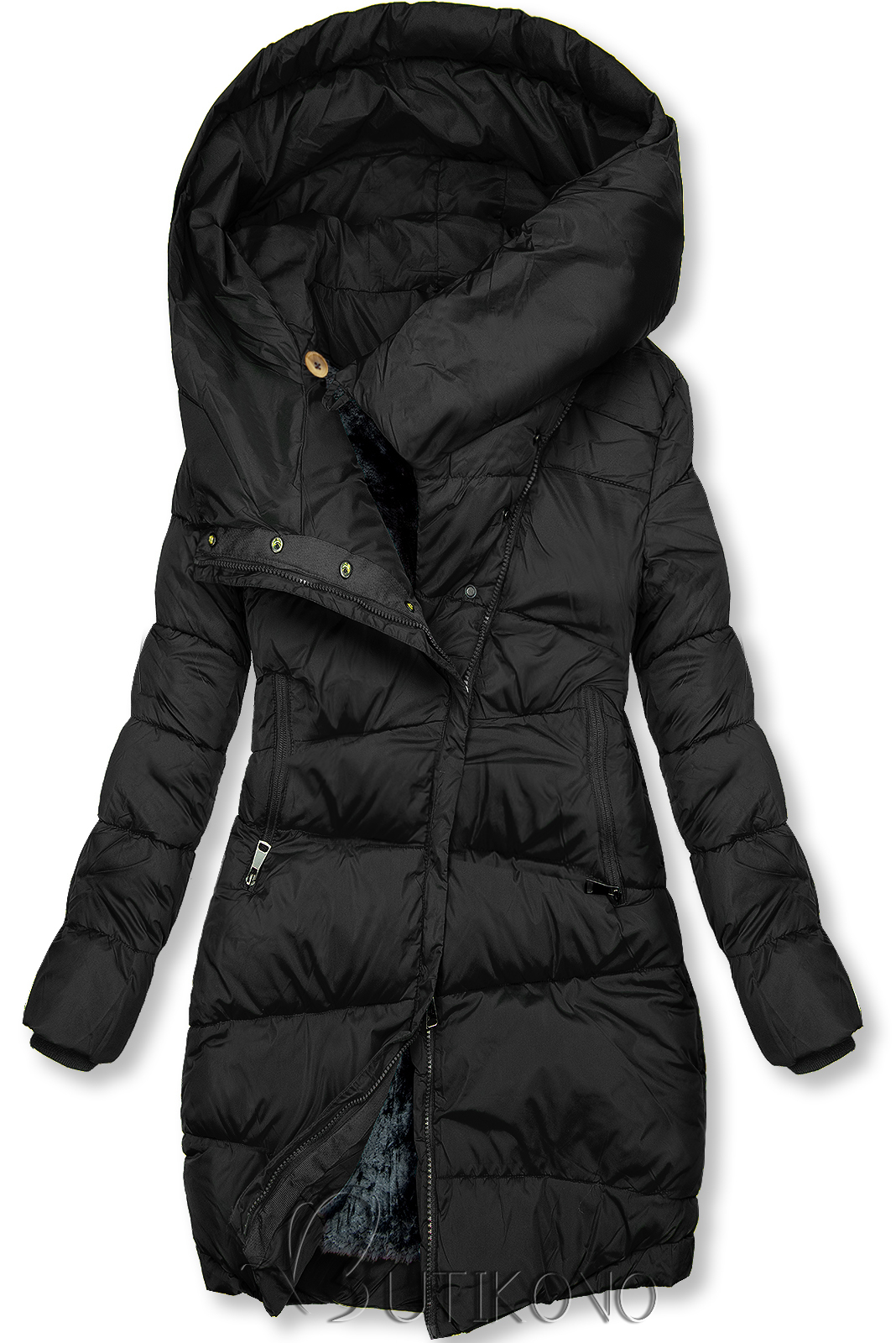 Černá zimní bunda s vysokým límcem