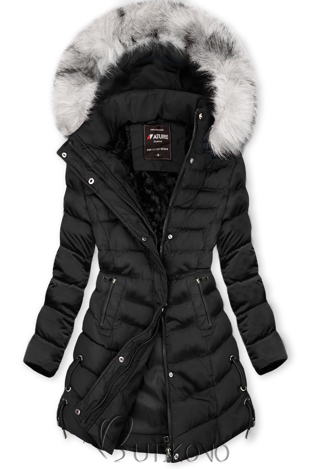 Černá zimní bunda s odepínatelnou kapucí