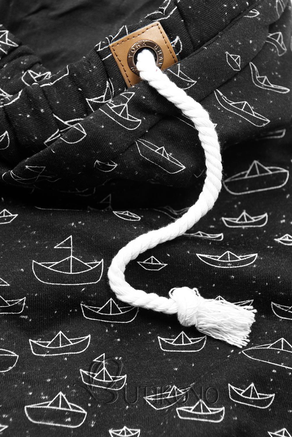 Černá mikina s námořnickým motivem