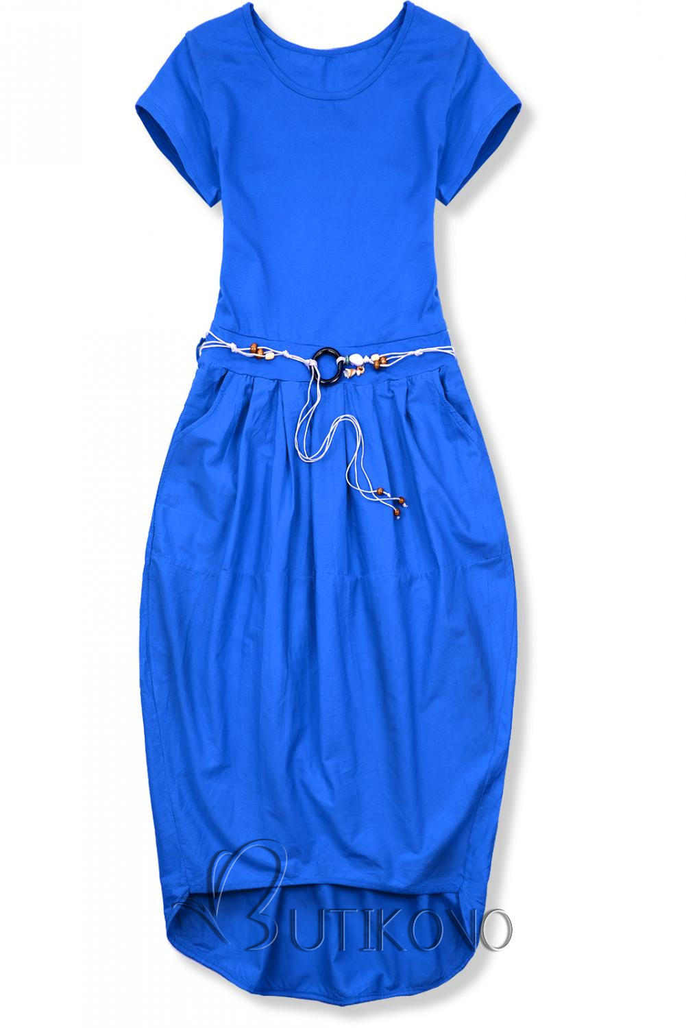 Kobalotvě modré midi šaty v basic stylu