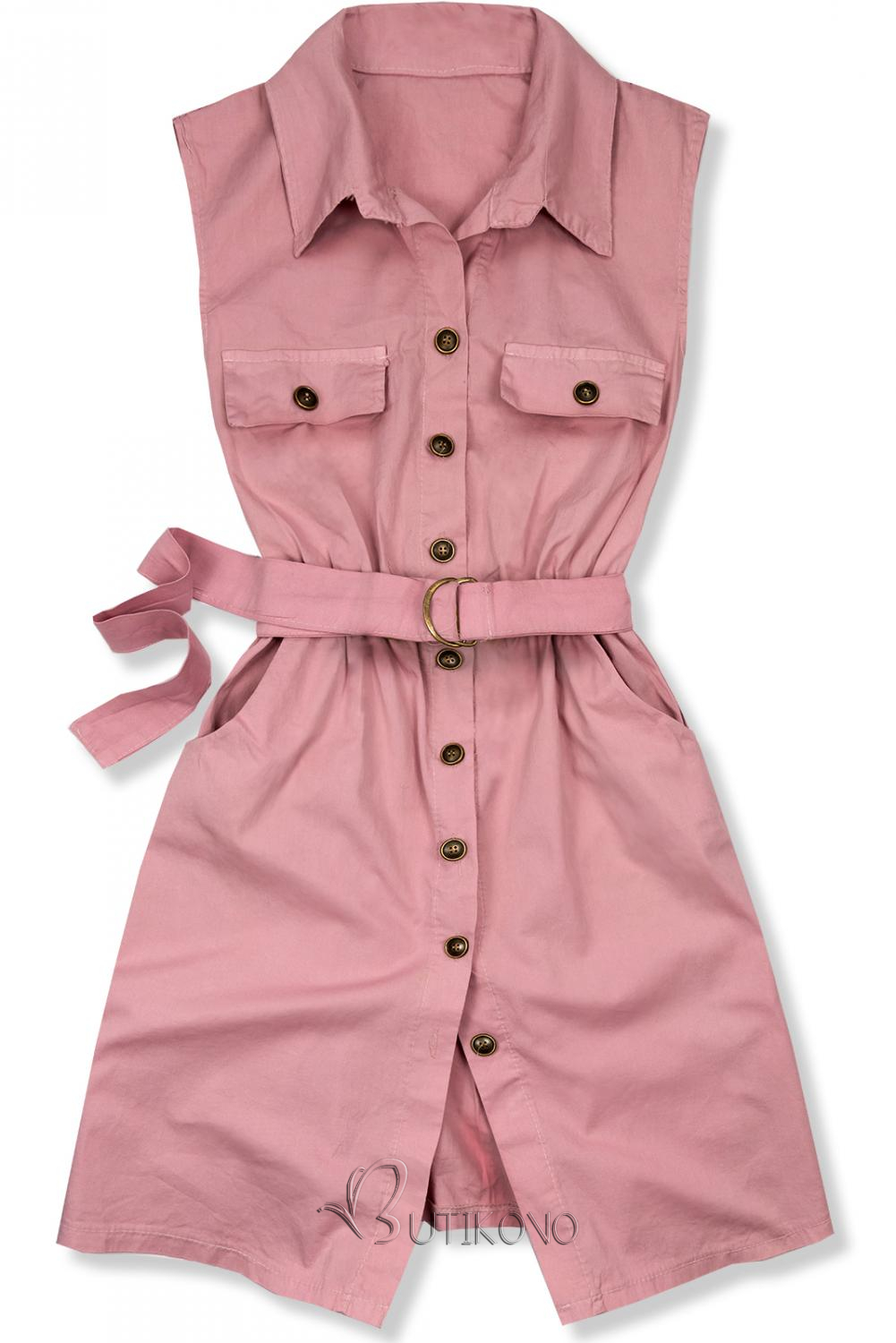 Růžové šaty s páskem