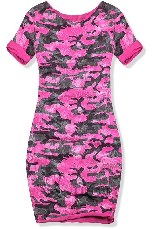 Růžové šaty s army potiskem
