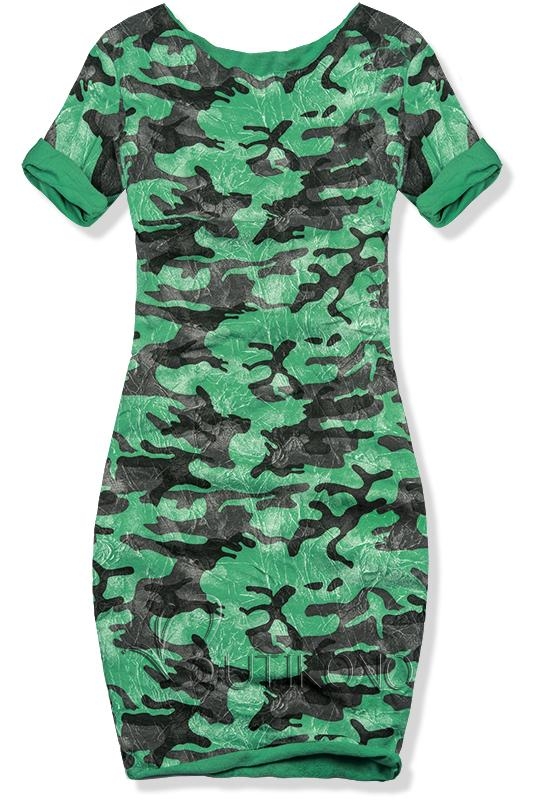 Zelené šaty s army potiskem