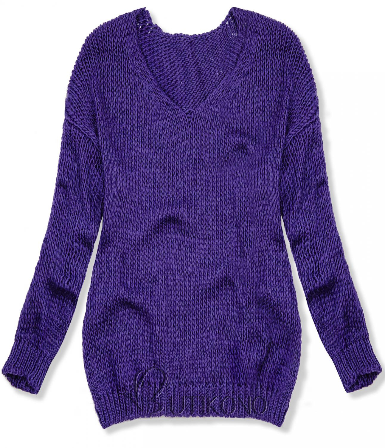 Fialový pletený pulovr