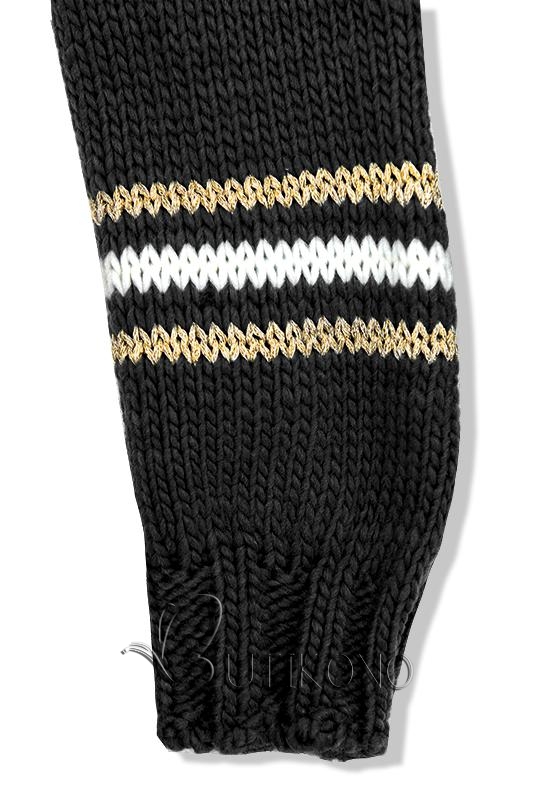 Černý svetr s proužky na rukávech