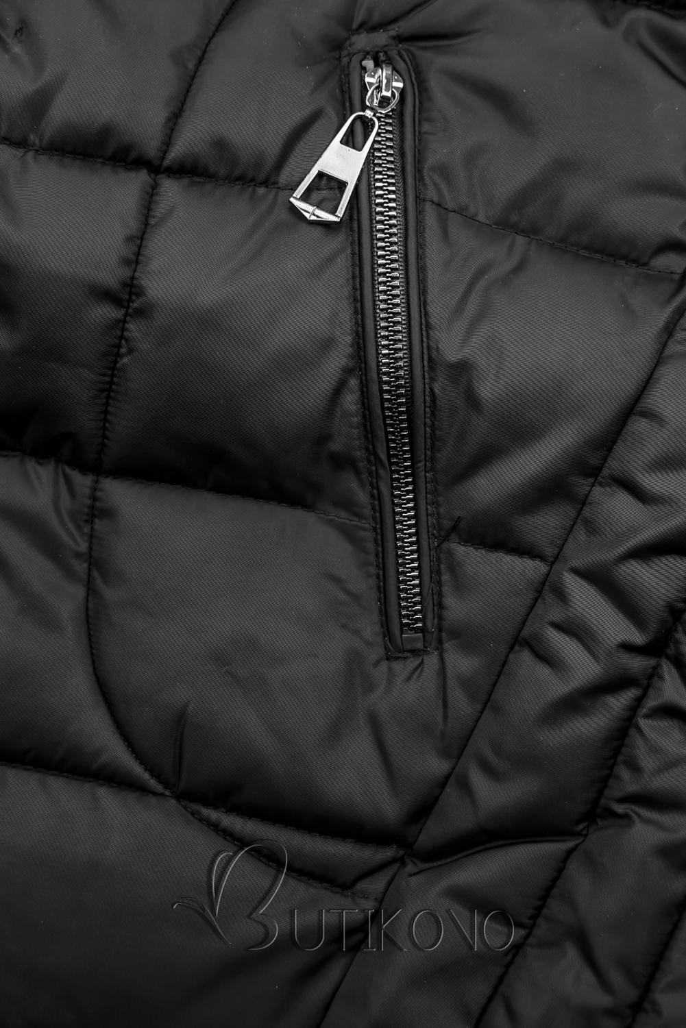 Černá prošívaná bunda s odnímatelnou kapucí