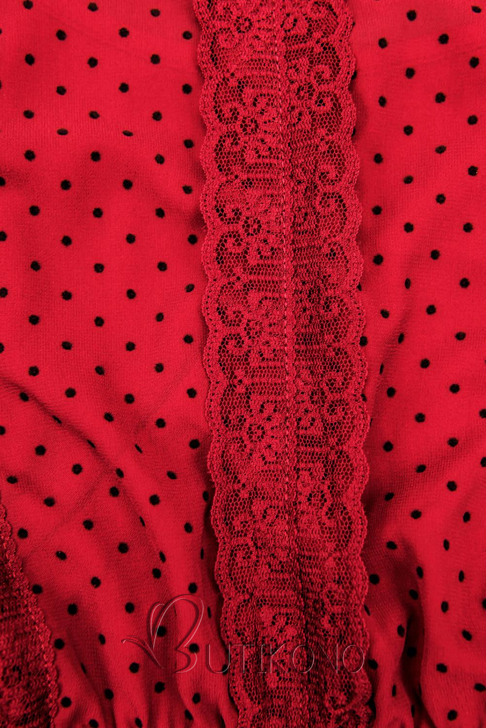 Červené elegantní puntíkované šaty