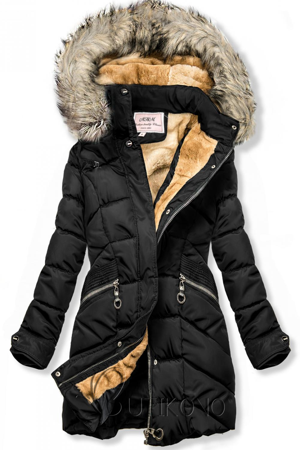 Černá zimní bunda s odnímatelnou kapucí