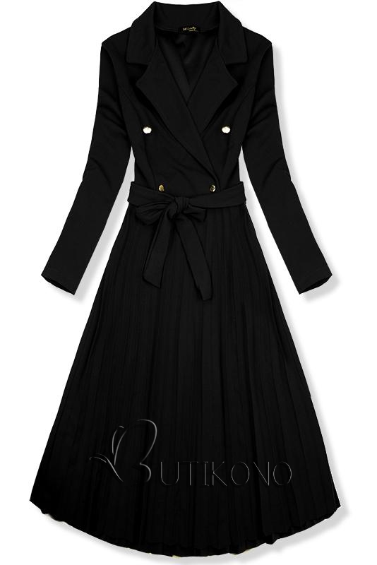 Černé dlouhé šaty se skládanou sukní