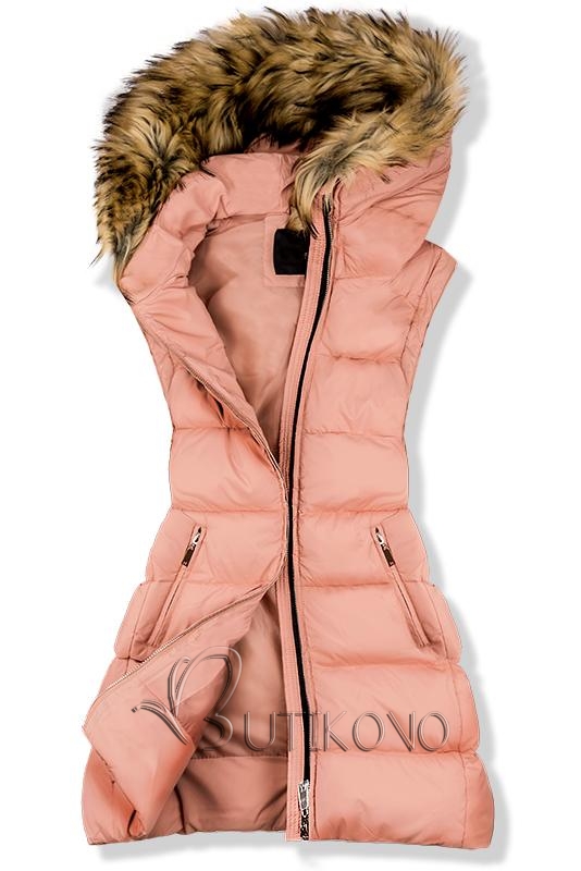 Meruňkovo růžová zimní bunda/vesta