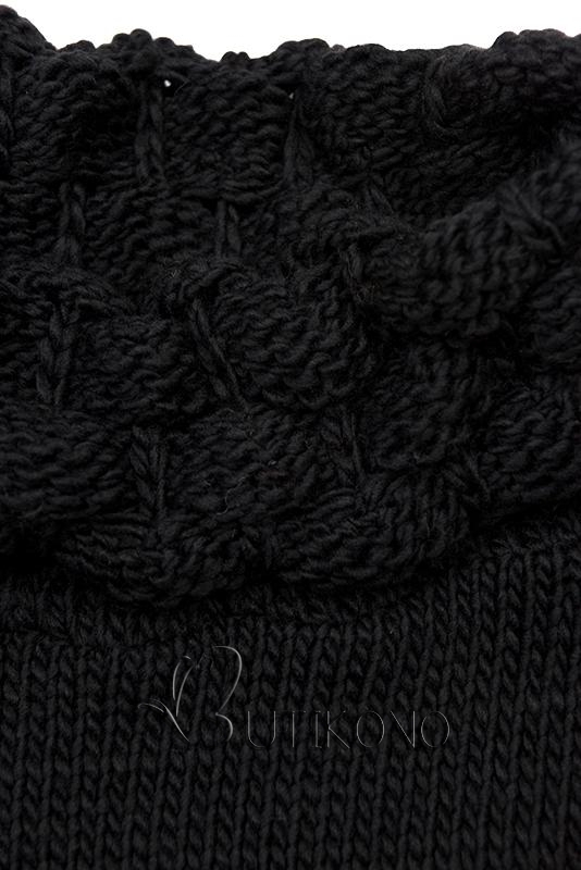 Černý pletený prodloužený rolák