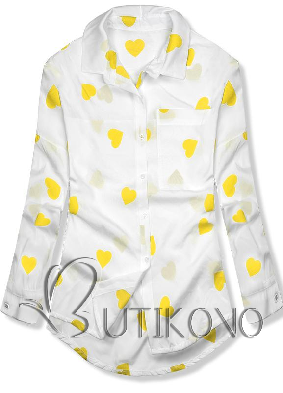 Bílo-žlutá košile se srdíčky