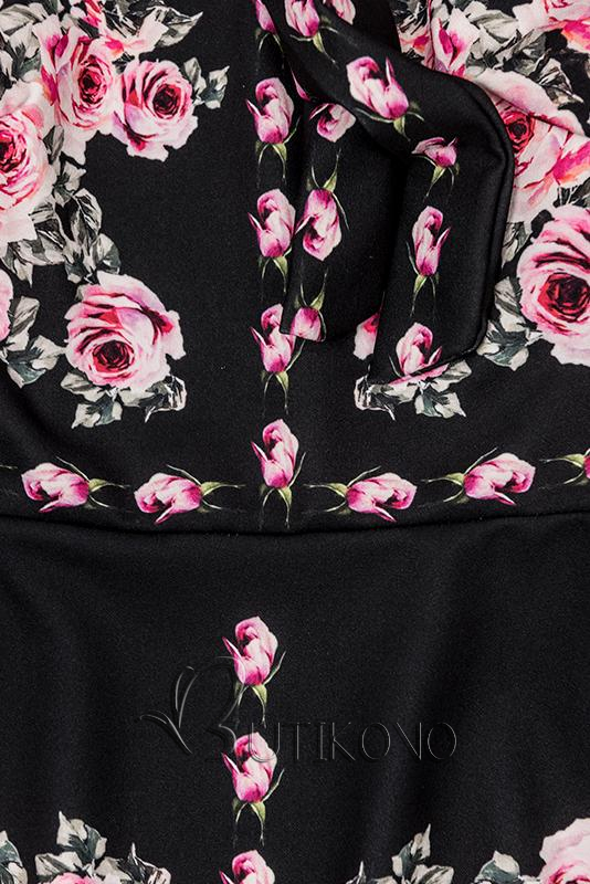 Černé šaty s motivem růží