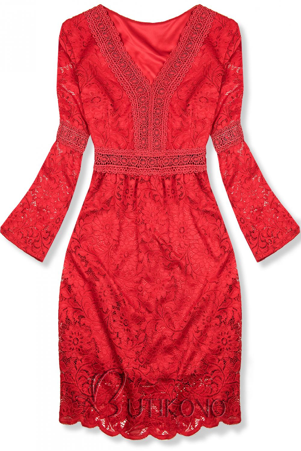 Červené elegantní krajkové šaty
