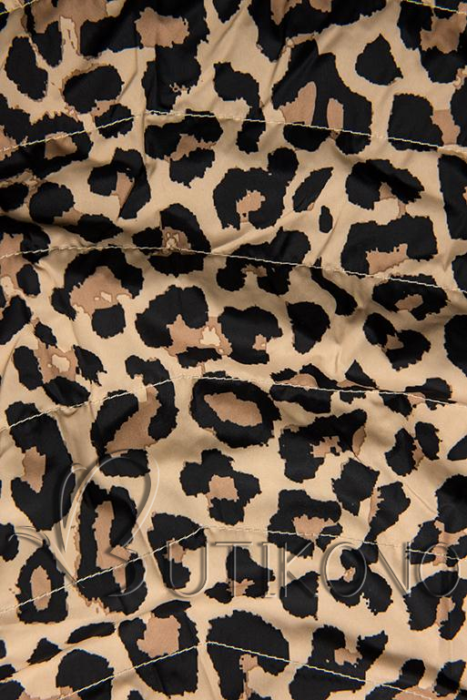 Hnědá oboustranná parka s leopardím vzorem