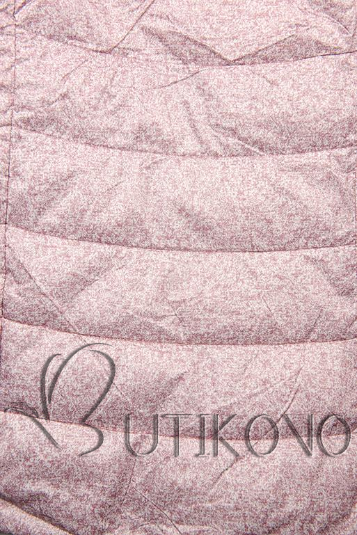 Růžová jarní bunda s melírovaným vzorem