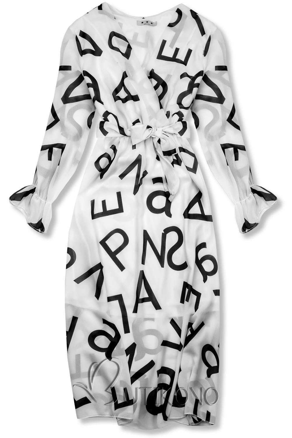 Bílé midi šaty s potiskem písmen