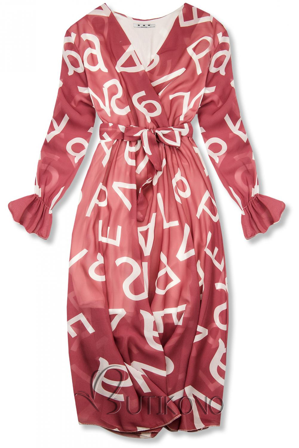 Tmavě růžové midi šaty s potiskem písmen