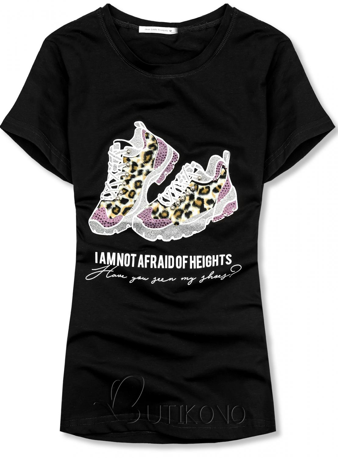 Černé dámské tričko s motivem bot